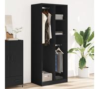 Gecheer Armadio,Vestiti,Guardaroba,Moderno,e Appendiabiti e 2 Ripiani,Truciolato,Nero,80x50x200 cm,Armadio Vestiti,Armadio Camera da Letto Moderno,Armadio con Appendiabiti,Armadio con Appendiabiti