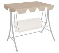 Gecheer Baldacchino per Dondolo Giardino Beige 150/130x105/70 cm,Dondolo Altalena,Tetto Parasole,Dondolo da Giardino per Esterno,Dondolo da Giardino 2 Posti con Tetto,P312097