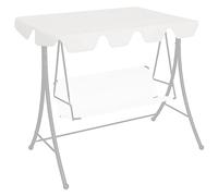 Gecheer Baldacchino per Dondolo Giardino Bianco 150/130x105/70 cm,Dondolo Altalena,Tetto Parasole,Dondolo da Giardino per Esterno,Dondolo da Giardino 2 Posti con Tetto,P312109