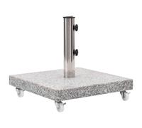 Gecheer Base per ombrellone in granito, supporto pesante 30 kg quadrato grigio con rotelle, adattatore per pali 38/48 mm, stabile e resistente al vento per giardino, piscina e terrazzo