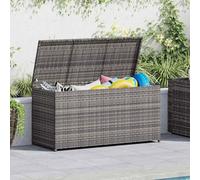 Gecheer Baule Polyrattan, Baule da Giardino Grigio 120x50x60 cm in Polyrattan per Esterno, Terrazza, Deposito