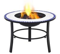 Gecheer Braciere, 68 cm blu e bianco in ceramica a mosaico per giardino