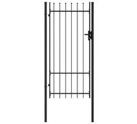 Gecheer Cancello a Singola Anta con Punte in Acciaio 1x2 m NeroPali e supporti recinzione