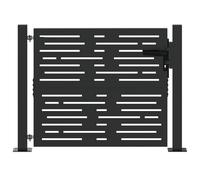 Gecheer Cancello da giardino con blocco Nero 105 x 100 cmRecinzione metallica decorativa