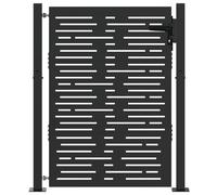 Gecheer Cancello da giardino con blocco Nero 105 x 125 cmRecinzione metallica decorativa
