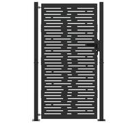 Gecheer Cancello da giardino con blocco Nero 105 x 200 cmRecinzione metallica decorativa