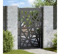 Gecheer Cancello da Giardino, Design Laser Elegante 100x150 cm in Acciaio corten Nero con Sistema di Chiusura a Chiave per Ingresso Giardino Patio vialetto