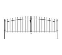 Gecheer Cancello Doppio con Punte a Lancia 400x150 cmRecinzione giardino acciaio