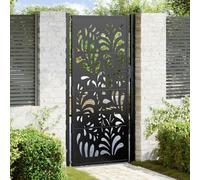 Gecheer Cancello,Singolo,da Giardino,Esterno,in Acciaio,Nero,Design a Onde,105x205 cm,Cancello per Recinzione,Cancello in Acciaio,Cancello Singolo,Cancello da Esterno