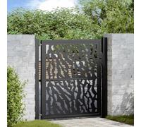 Gecheer Cancello,Singolo,da Giardino,Esterno,in Acciaio,Nero,Design a Tracce,105x106 cm,Cancello per Recinzione,Cancello in Acciaio,Cancello Singolo,Cancello da Esterno