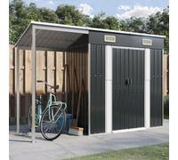 Gecheer Capanno,da Giardino,per Esterno,con Porte Scorrevoli,e Tetto Allungato,in Acciaio,Antracite,277x110,5x181 cm,Casetta da Giardino per Esterno in Acciaio,Capanno Casetta Attrezzi Acciaio