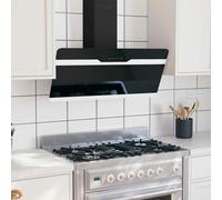 Gecheer Cappa a Parete 90 cm in Acciaio e Vetro Temperato Nero,Cappa da Cucina Cappa a Muro Cappa Aspirare,Cappa Aspirante Inclinata,Cappa aspirante a Parete