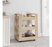 Gecheer Carrello da Cucina Rovere Sonoma 60x45x80 cm Legno Multistrato,Carrellino,Carrello Cucina,Soggiorno,Carrello portaoggetti,Scaffale Cucina con Ruote,Carrello con Ruote per Cucina,A816819