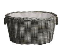 Gecheer Cesta per legna, con maniglie 59x42x28 cm in salice grigia per giardino