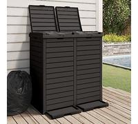 Gecheer Cestino per Rifiuti da Esterno, con Doppio Coperchio e Trama in Finto Legno, 78 x 41 x 86 cm, in Polipropilene (PP), capacità 230 L, per Parchi e Giardini