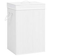 Gecheer Cesto portabiancheria, bambù a 2 sezioni bianco 72 L, per bagno