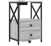 Gecheer Comò con stazione di ricarica con cassetto 2 pcs Grigio sonomaComò Ricarica Wireless