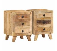 Gecheer Comodini 2pz 37x32x50 cm in Legno Massello di Mango Grezzo,Comodino Stretto,Comodini,Comodino Cameretta,Comodino Camera da Letto,Tavolino da Letto,Comodino Moderno,Comodino da Notte,P4104516