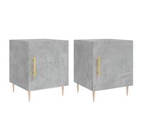 Gecheer Comodini piedi in metallo comodino tavolino da notte mobile portaoggetti 2 pezzi grigio cemento 40x40x50 cm legno di ingegneria