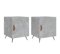 Gecheer Comodini piedi in metallo comodino tavolino da notte mobile portaoggetti 2 pezzi grigio cemento 40x40x50 cm legno di ingegneria