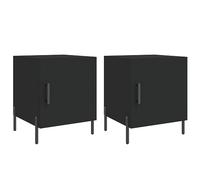 Gecheer Comodini piedi in metallo comodino tavolino da notte mobile portaoggetti 2 pezzi nero 40x40x50 cm legno di ingegneria