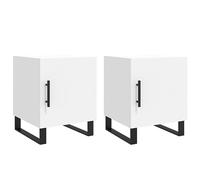 Gecheer Comodini piedi in metallo comodino tavolino da notte mobile portaoggetti 2 pz bianco 40x40x50 cm legno di ingegneria