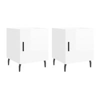 Gecheer Comodini piedi in metallo comodino tavolino da notte mobile portaoggetti 2 pz bianco lucido 40x40x50 cm legno di ingegneria