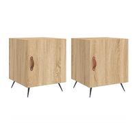 Gecheer Comodini piedi in metallo comodino tavolino da notte mobile portaoggetti 2 pz rovere Sonoma 40x40x50 cm legno di ingegneria