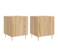 Gecheer Comodini piedi in metallo comodino tavolino da notte mobile portaoggetti 2 pz rovere Sonoma 40x40x50 cm legno di ingegneria