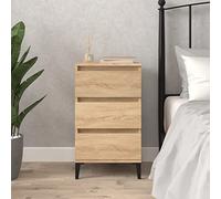 Gecheer Comodino Sonoma rovere 40x35x70 cm Legno di ingegneria, Tavolino con 3 Cassetti, Tavolo da Notte Armadio Laterale Supporto per Telefono per Camera, Soggiorno, Ufficio