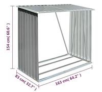 Gecheer Conservazione Legna da Ardere - Capannone in Acciaio Zincato - 2 m³ - Grigio - 163x83x154 cm
