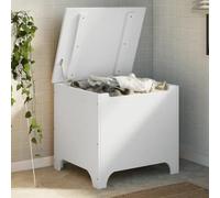 Gecheer Contenitore con Coperchio Rana Bianco 60x49x54 cm Massello Pino,Baule,Scatola,Cassapanca,Contenitore Box,Baule Multiuso,Cassapanca Contenitore,Baule Contenitore da Interno,P4002336