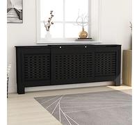 Gecheer Copertura per Radiatore,Copritermosifone a Doghe,Copertura Termosifone,Copertura per Termosifone in MDF,Copritermosifone in MDF Nera 205 cm