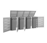 Gecheer Copri Bidoni Pattume Quadruplo 276,5x77,5x112,5 cm Acciaio Inox,Copribidoni,Copribidone per Rifiuti,Copribidone da Giardino,Copribidone da Esterno,P149561