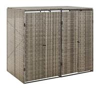 Gecheer Copribidone,Doppio,per Spazzatua,in Polyrattan,Grigio,da Giardino per Esterno,140x80x117 cm,Copribidone da Giardino,Copribidone da Esterno,Copribidone in Polyrattan