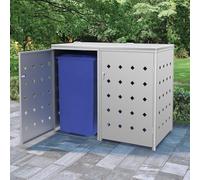 Gecheer Copribidone,per Spazzatura,Doppio,in Acciaio Inox,da Giardino per Esterno,138x77,5x115 cm,Copribidone da Giardino,Copribidone da Esterno,Copribidone in Acciaio