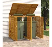 Gecheer Copribidone,per Spazzatura,Doppio,in Legno Massello di Acacia,da Giardino per Esterno,140x89x117 cm,Copribidone da Giardino,Copribidone da Esterno,Copribidone in Legno