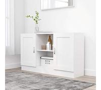 Gecheer Credenza Bianca 120x30,5x70 cm,Armadio,Libreria,Credenza,Moderna,Credenza Cucina Salvaspazio,Mobile Buffet,Tavolo da Buffet,Armadietto da Cucina,Mobiletto Multiuso,Legno Multistrato