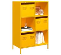 Gecheer Credenza Giallo Senape, Mobile con 3 Cassetti e 3 Vani, 68 x 39 x 103,5 cm, in Acciaio Laminato a Freddo, per Soggiorno Camera da Letto e Ufficio