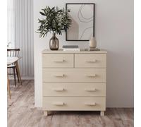 Gecheer Credenza HAMAR Marrone Miele 79x40x80 cm Legno massello di pino, Mobile portaoggetti con 5 cassetti, Cassettiera con ripiani Armadio laterale da cucina per soggiorno, camera da letto, sala da