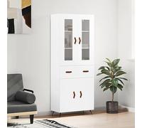 Gecheer Credenza,Mobiletto,Armadietto,Mobile Credenza Cucina,Credenze e Buffet,Armadio da Cucina,Moderna,Mobiletto Multiuso,Convenienza Madia,Credenza in Legno Multistrato,Bianca 69,5x34x180 cm