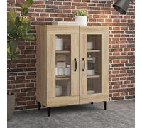 Gecheer Credenza Rovere Sonoma 69,5x34x90 cm in Legno Multistrato,Armadietto con Vetrina,Vetrina,Armadio,Mobile,Credenza Cucina,Credenze 2 Ante,Credenze e Buffet,Credenza Moderna,Mobiletto Multiuso