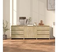 Gecheer Credenze 3 pz Rovere Sonoma,Mobili Consolle,Credenza Soggiorno Cucina,Credenze da Cucina,Credenze e Buffet,Mobiletto Multiuso,Credenza 2 Ante,Credenza con Ripiani,Mobile Credenza
