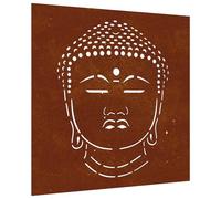 Gecheer Decorazione Muro Giardino 55x55 cm Testa Buddha Acciaio Corten