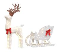 Gecheer Decorazione Natalizia Renna e Slitta 100 LED, 8 Modi Illuminazione, Esterno/Interno, Ideale per Casa e Ufficio