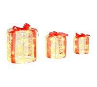 Gecheer Decorazione Scatola Regalo, 3 pcs Bianco Caldo 20 x 20 x 21 cm Acrilico, Luci LED Morbide, per Natale, Soggiorno o Ufficio