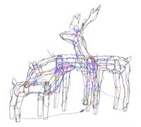 Gecheer Decorazioni Natalizie a Forma di Renne, 229 LED, Set di 3, PVC e Acciaio, Illuminazione a Effetti, Regalo di Natale