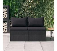 Gecheer Divani centrali da giardino e cuscini 2 pezzi Nero Resina Intrecciata, Divano da esterno, Mobili da giardino per balcone, terrazza tipo A