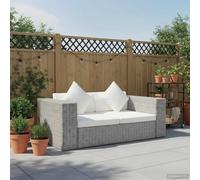 Gecheer Divano a 2 posti con cuscini, struttura in rattan naturale colore grigio per salotto giardino