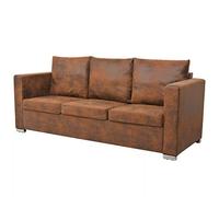 Gecheer Divano a 3 Posti 191x73x82 cm in Pelle Scamosciata Artificiale,Divani da Soggiorno,Divano Imbottito,Divano ad Angolo,Divano per Soggiorno/Ufficio Moderno Sofà Divanetto,P244703